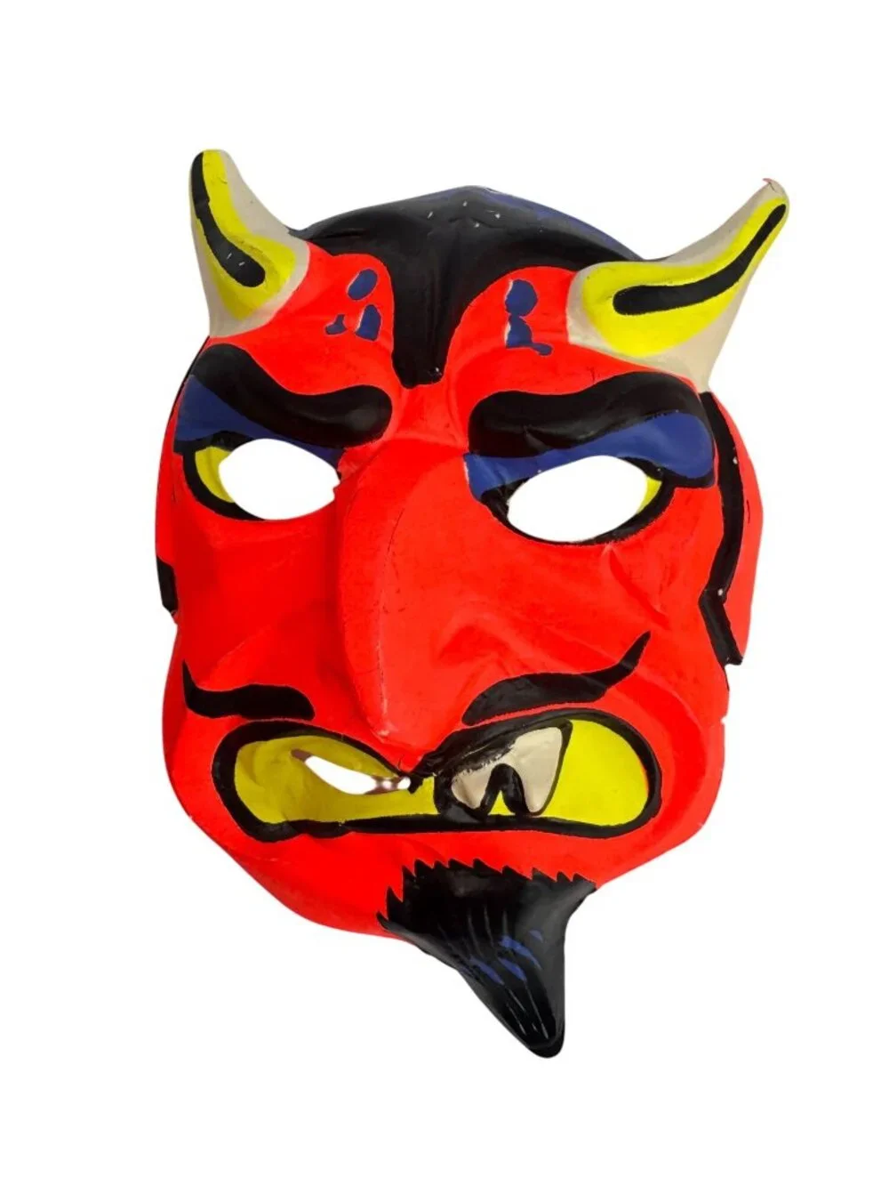 Vintage Devil Halloween Masks Pair 1950s 60s Molded Plastic Horned Satan
